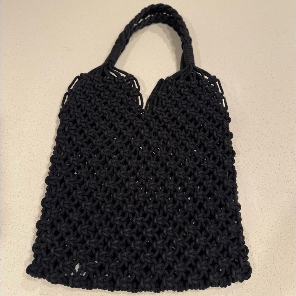 J Crew Hand-knotted Cadiz Rope Bag Black